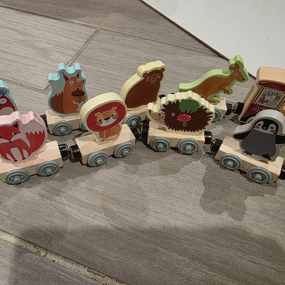 Wooden Animal Train Set for Kids